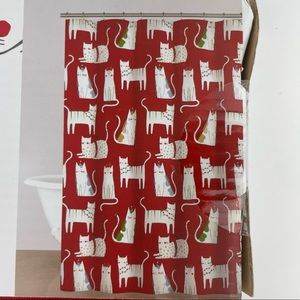 Cute Cat Christmas Design Shower Curtain- JINGLE AND JOY  🎄